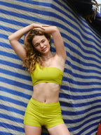 Azure One Shoulder Swim Top